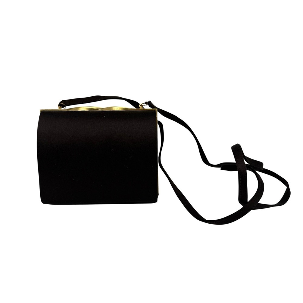 Vintage Jessica McClintock Brown‎ Gold Frame Clasp Handbag Bridal Evening Clutch